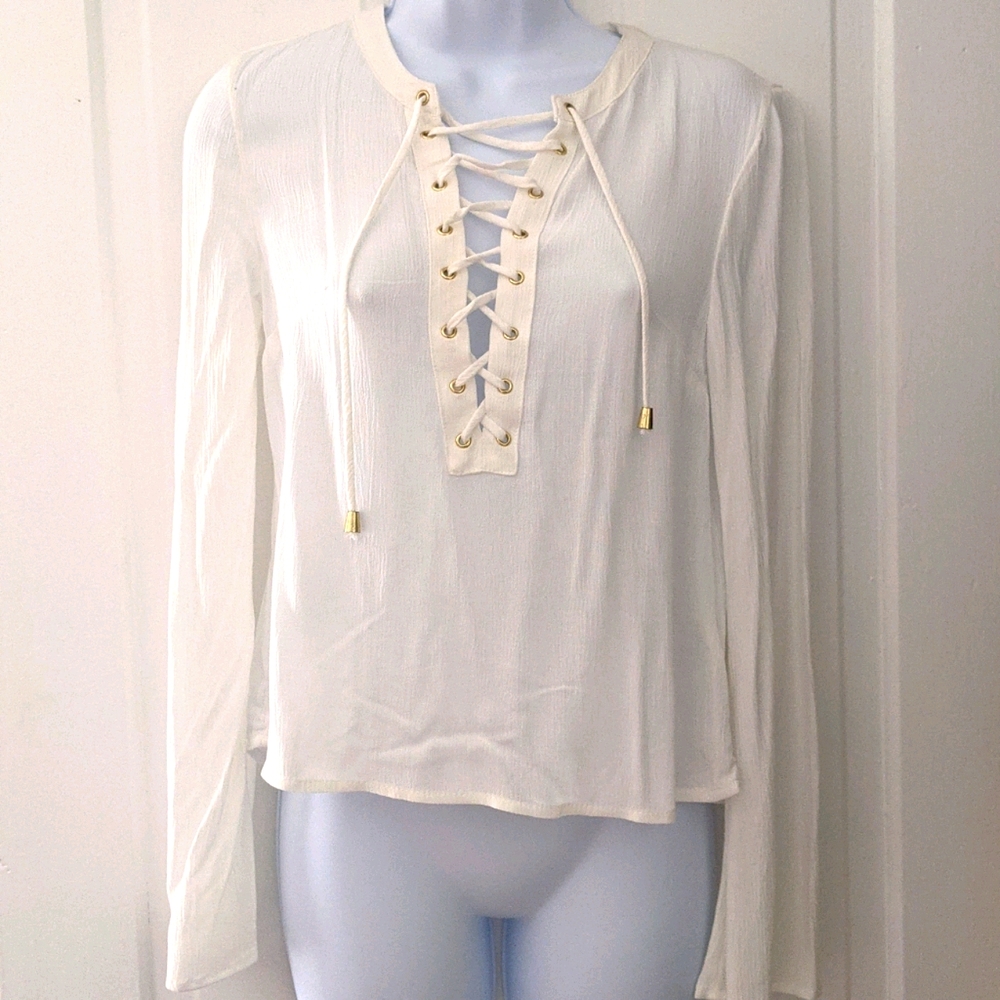 Boho criss cross long sleeve shirt